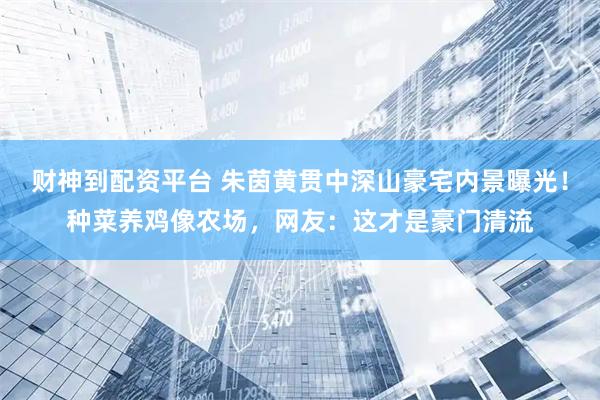 财神到配资平台 朱茵黄贯中深山豪宅内景曝光！种菜养鸡像农场，网友：这才是豪门清流